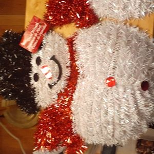 2 Tinsel Snowman Wreaths.